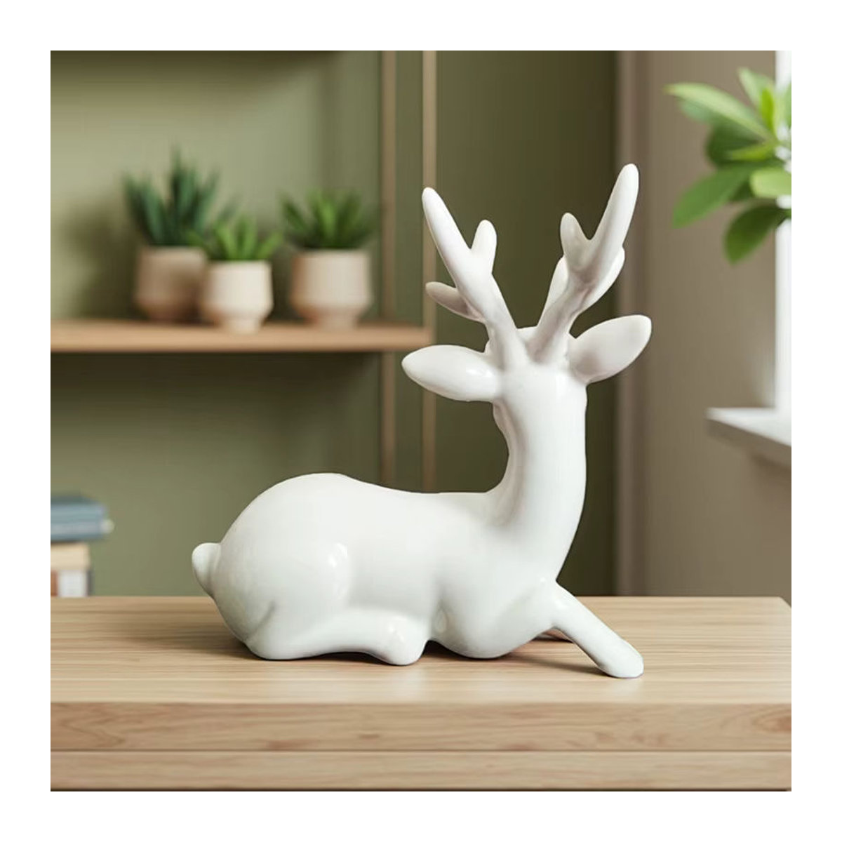 YXYMCF Mini-Hirsch aus weißer Keramik und glasiertem Porzellan als dekorative Figur für deinen Feengarten oder deine Heimdekoration - Bild 3