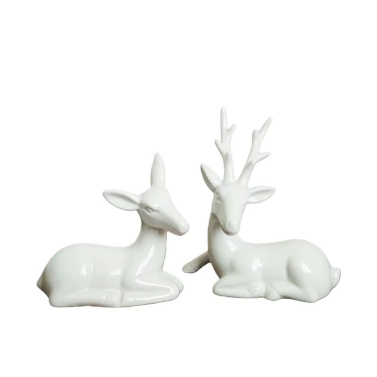 YXYMCF Mini-Hirsch aus weißer Keramik und glasiertem Porzellan als dekorative Figur für deinen Feengarten oder deine Heimdekoration - Bild 5