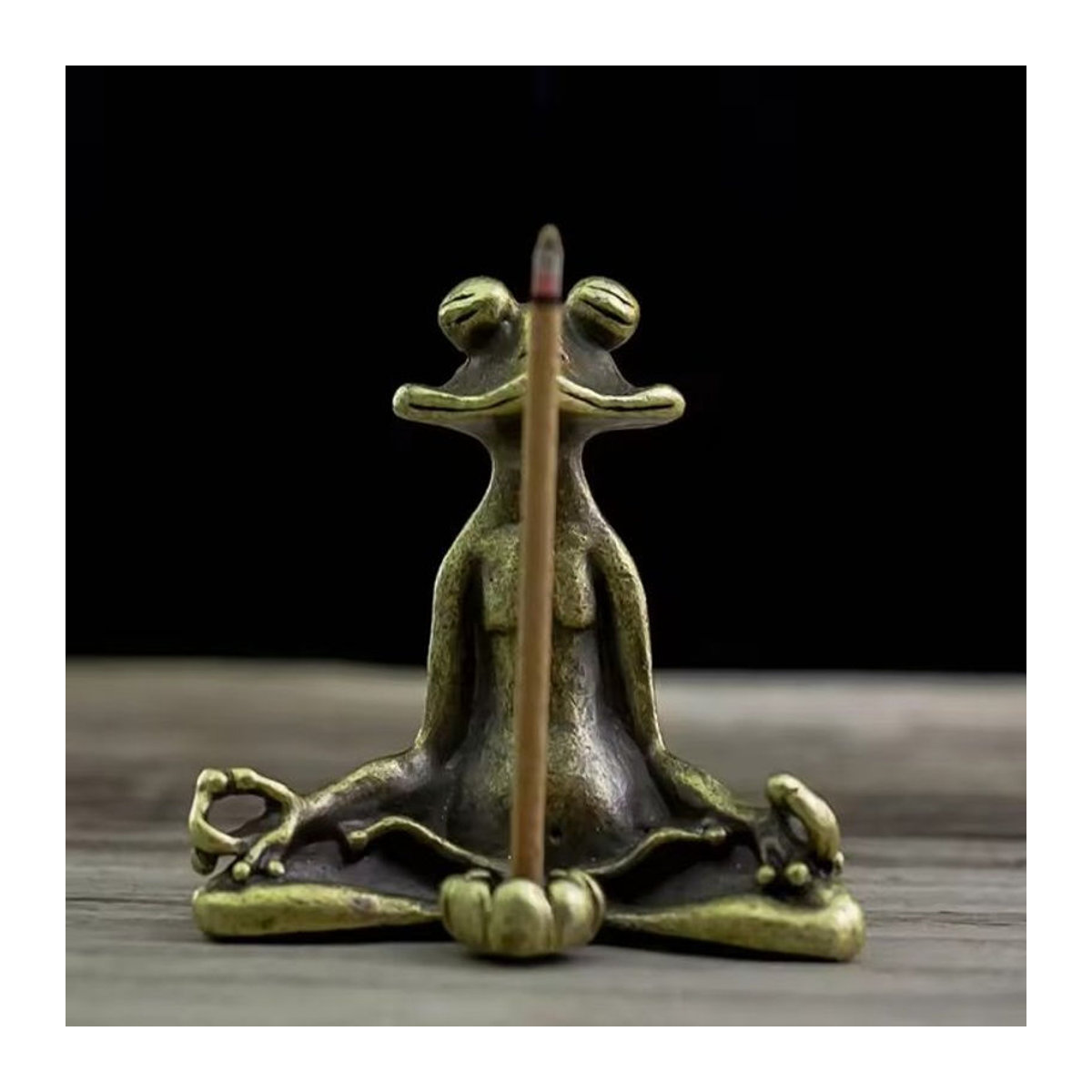 YXYMCF Yoga Frosch Rückfluss Räuchergefäß aus Messing in Antik Bronze und Gold für Meditation und Zen Dekoration - Bild 1