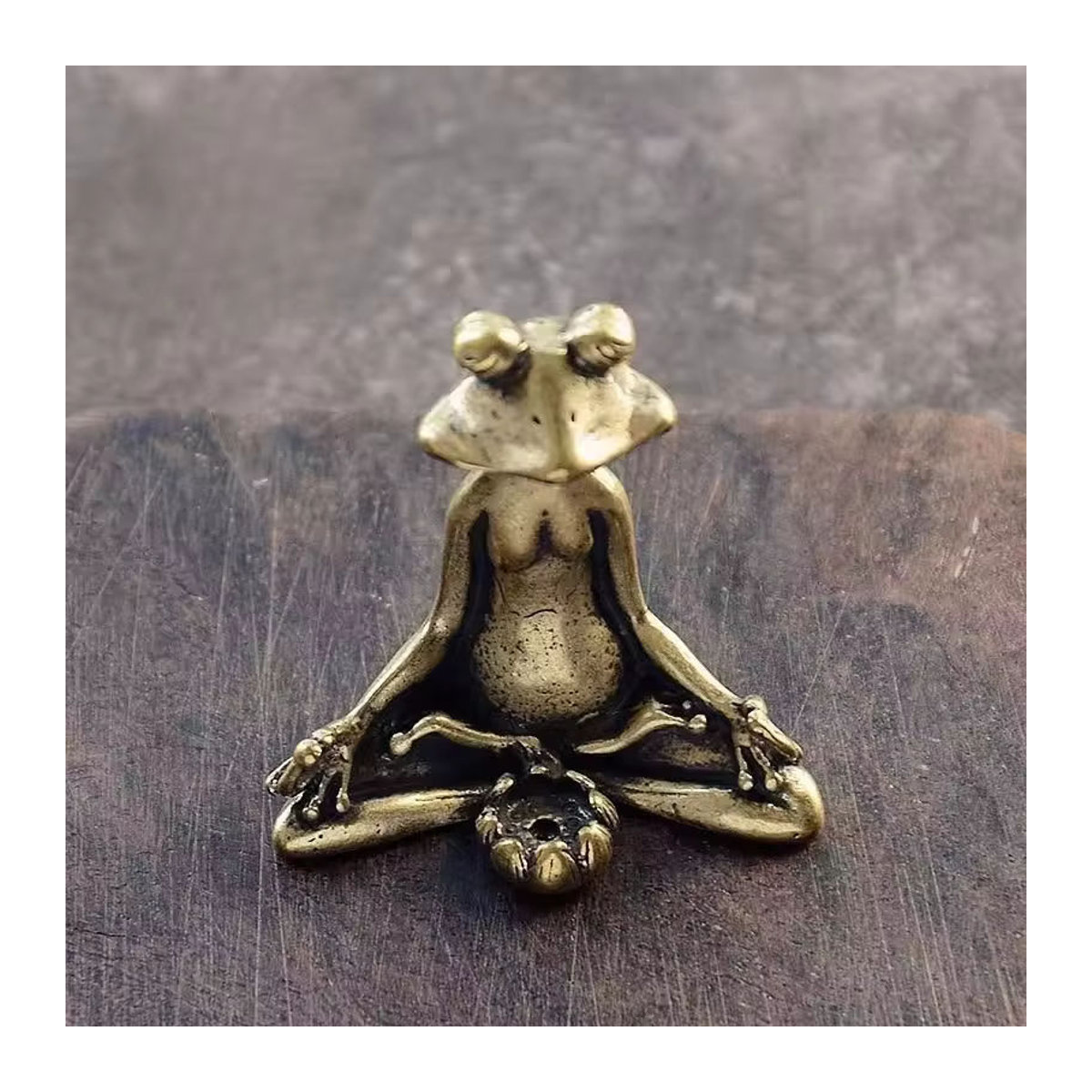 YXYMCF Yoga Frosch Rückfluss Räuchergefäß aus Messing in Antik Bronze und Gold für Meditation und Zen Dekoration - Bild 3