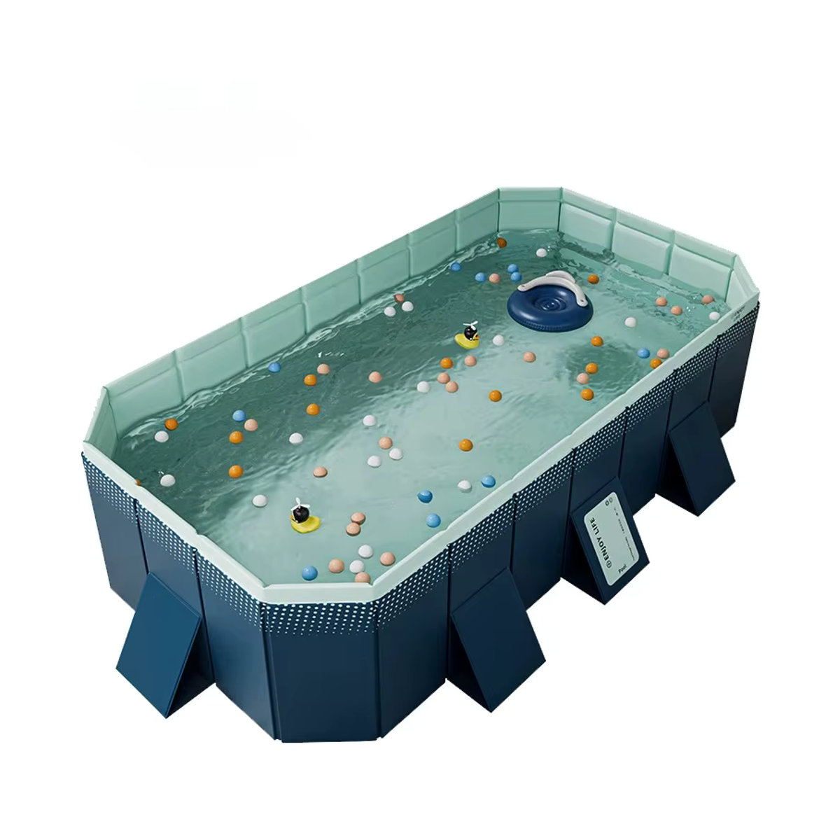 YYW Aufblasbares Freischwimmbecken in Blau, faltbares und verschleißfestes Wasserspielbecken für den Außenbereich - Bild 4
