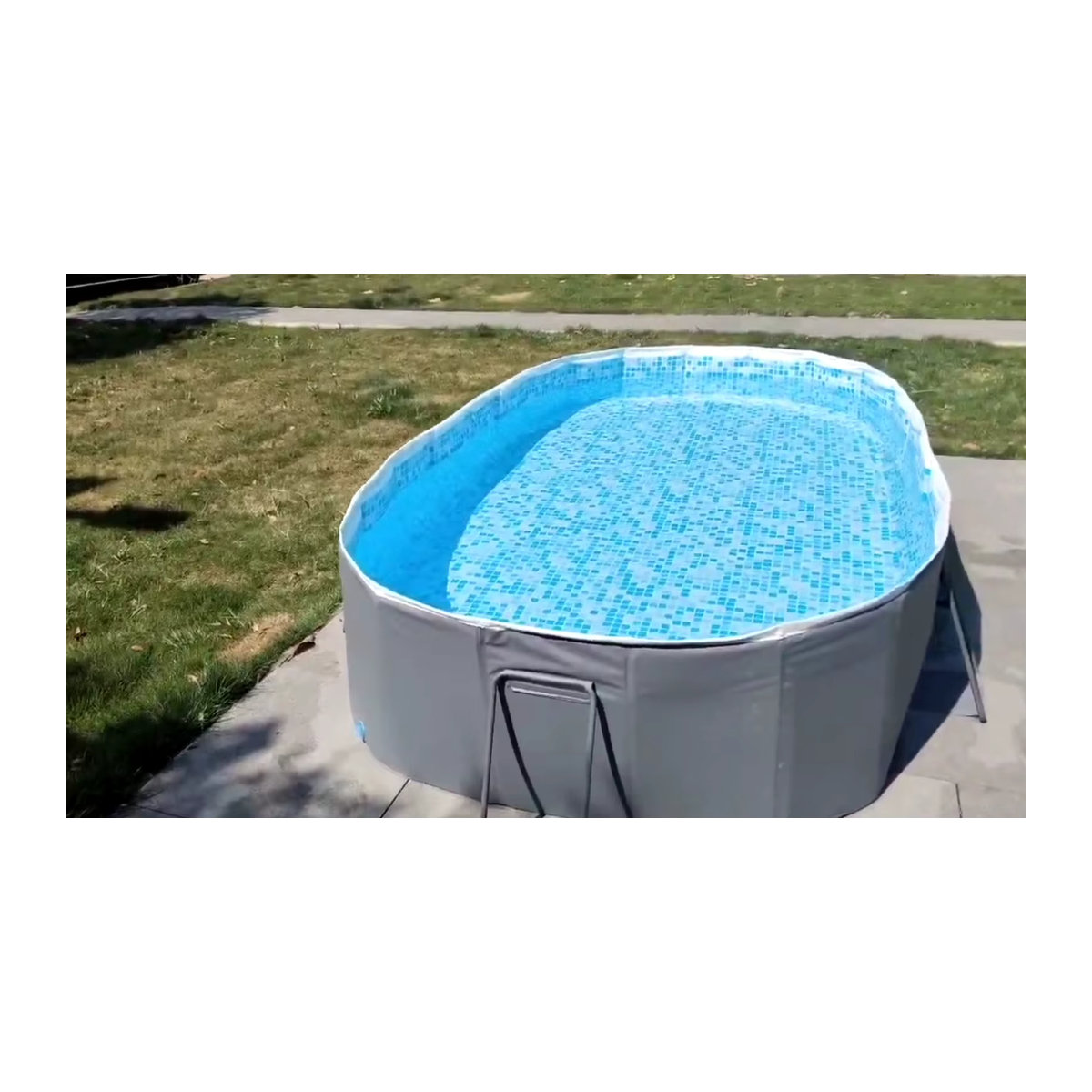YYW Aufblasbares Schwimmbad mit Wasserrutsche für Kinder und Erwachsene, faltbares Familienspielbecken für den Außenbereich, Grau - Bild 3