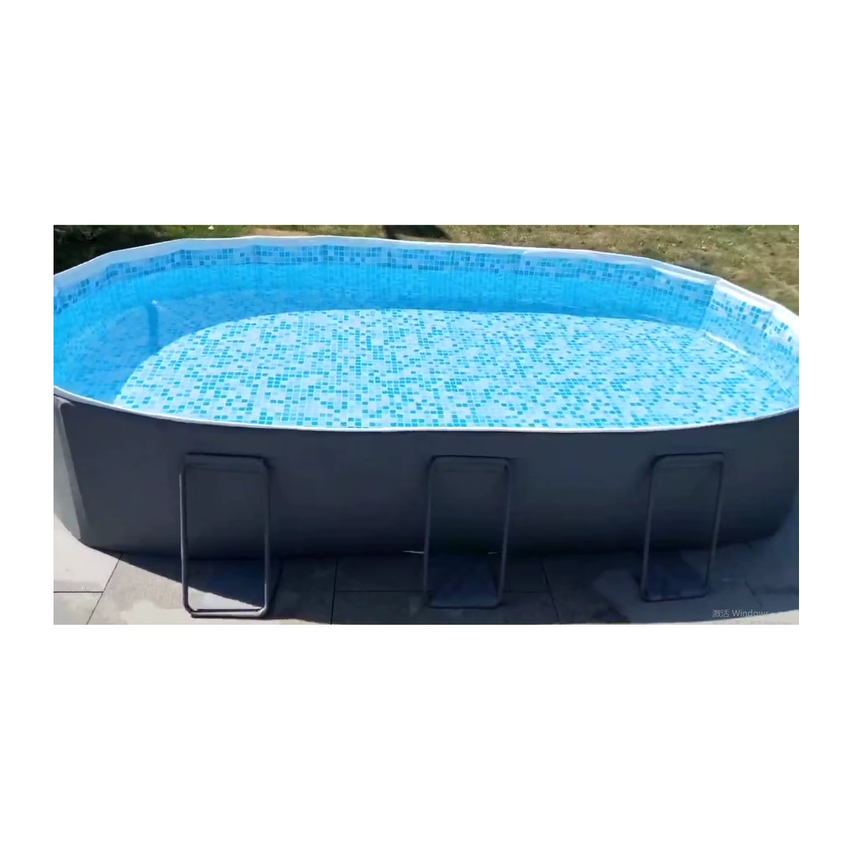YYW Aufblasbares Schwimmbad mit Wasserrutsche für Kinder und Erwachsene, faltbares Familienspielbecken für den Außenbereich, Grau - Bild 4