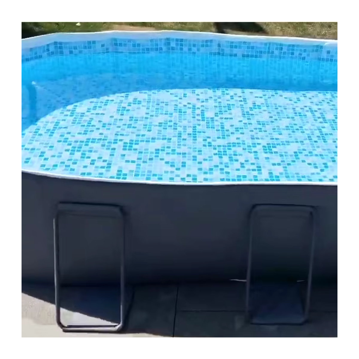 YYW Aufblasbares Schwimmbad mit Wasserrutsche für Kinder und Erwachsene, faltbares Familienspielbecken für den Außenbereich, Grau - Bild 5