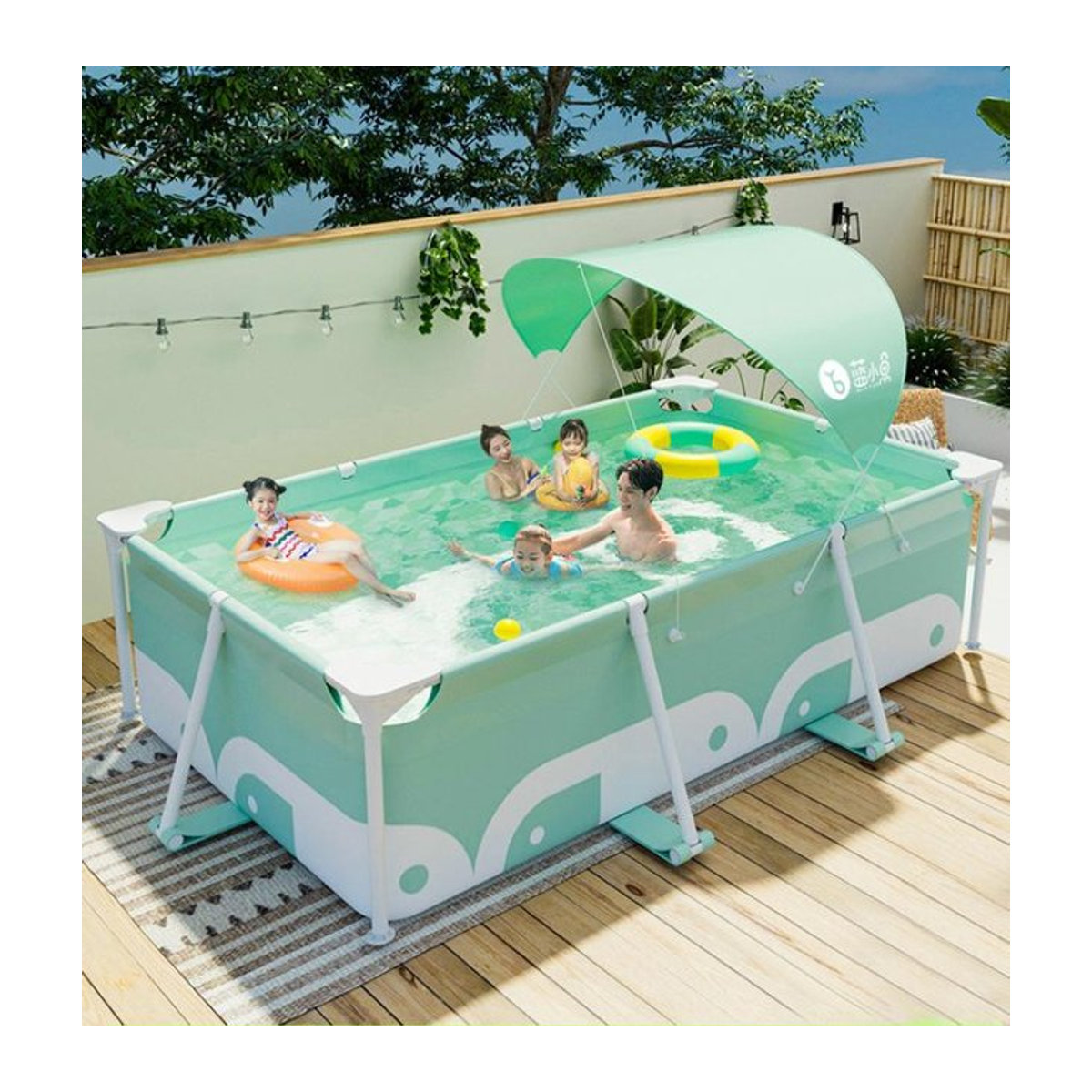YYW Rechteckiger oberirdischer Pool mit Außenrahmen als Kinderbecken und Sommer-Schwimmbad, B/T/H: 280 x 180 x 75 cm - Bild 1