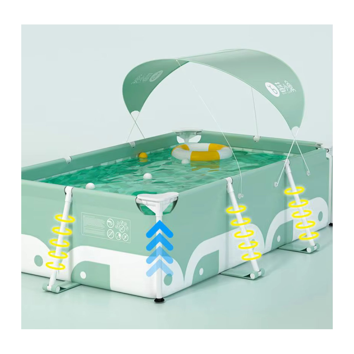 YYW Rechteckiger oberirdischer Pool mit Außenrahmen als Kinderbecken und Sommer-Schwimmbad, B/T/H: 280 x 180 x 75 cm - Bild 4