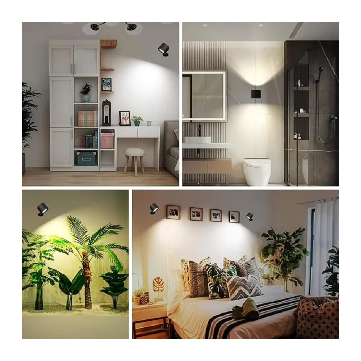 YzzYzz LED-Wandleuchte Weiß mit doppeltem Kopf, wiederaufladbar und 360 Grad rotierbar, minimalistischer kabelloser Strahler mit Fernbedienung für dein Schlafzimmer - Bild 3