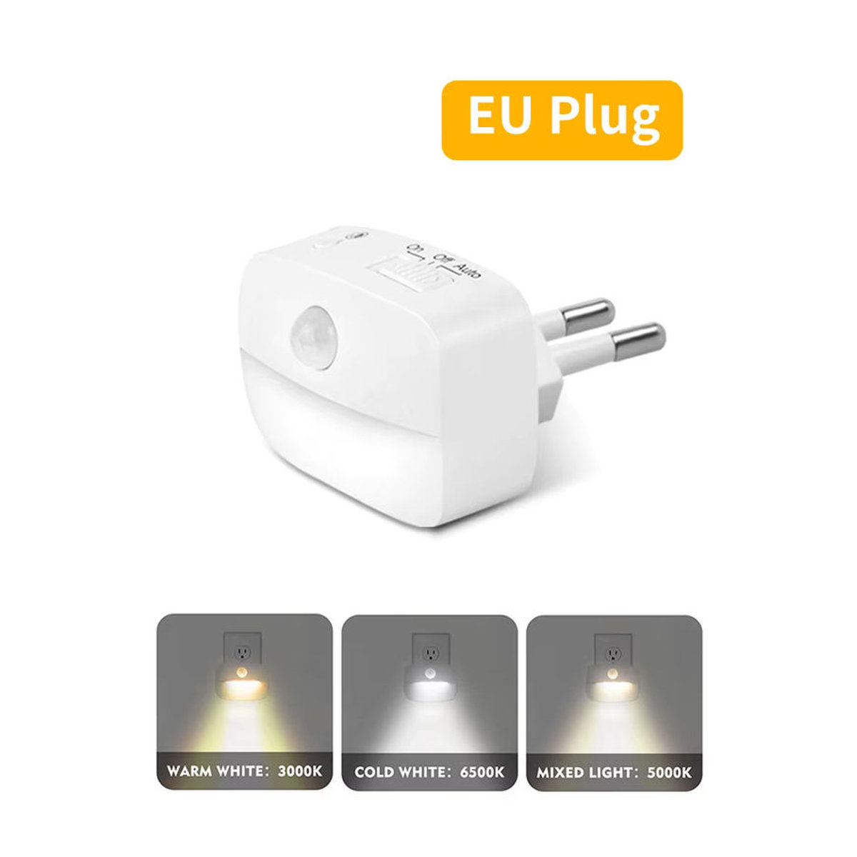 YzzYzz Minimalistisches LED-Nachtlicht mit Bewegungsmelder und 3 Modi für Steckdose in EU/US-Ausführung - Bild 6