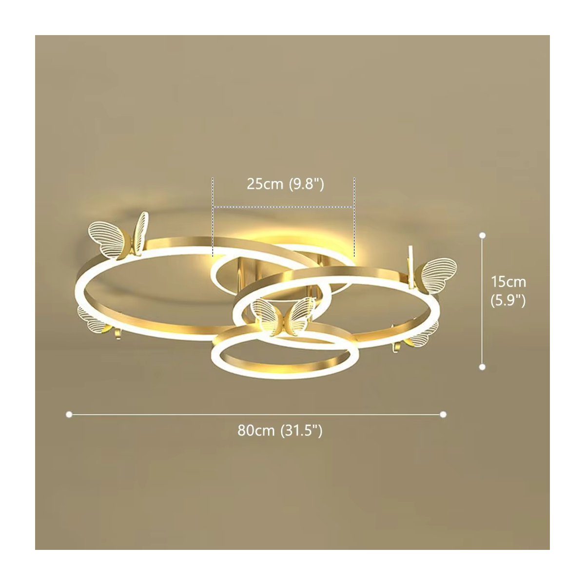Z ZOSIMIO LIGHT Moderne LED-Deckenleuchte in Gold mit 2 oder 3 Ringen dimmbar für Wohnzimmer, Schlafzimmer und Arbeitszimmer - Bild 3