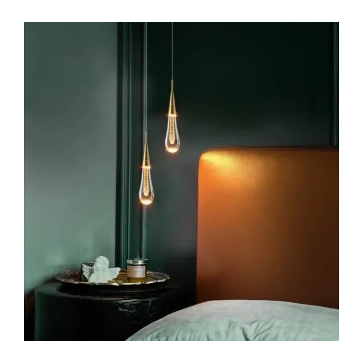 Z ZOSIMIO LIGHT Moderner LED Kronleuchter mit Glas-Wassertropfen und Kristall-Blasen für Esszimmer, Schlafzimmer oder Cafe - Bild 2
