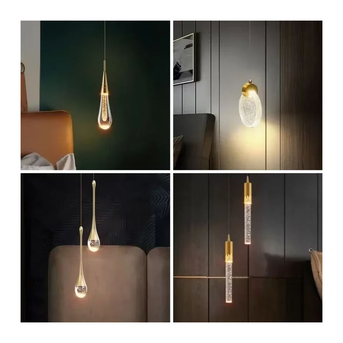 Z ZOSIMIO LIGHT Moderner LED Kronleuchter mit Glas-Wassertropfen und Kristall-Blasen für Esszimmer, Schlafzimmer oder Cafe - Bild 3