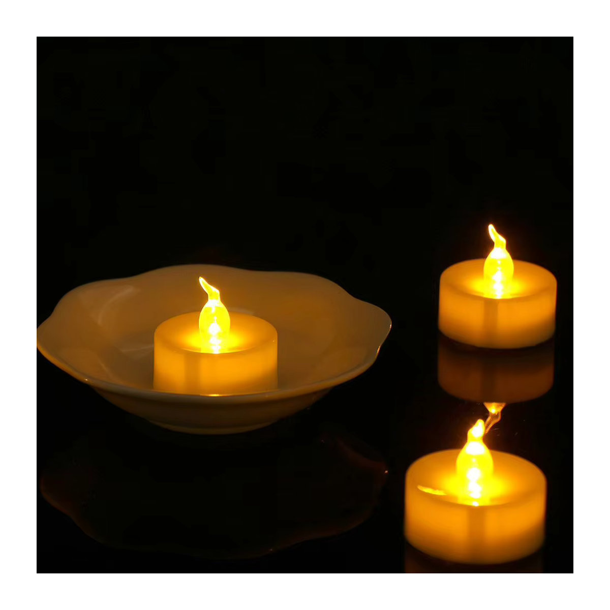 Zabicat Flammenlose Teelichter mit Fernbedienung, batteriebetrieben, gelbes flackerndes Licht, 3 Stück - Bild 4