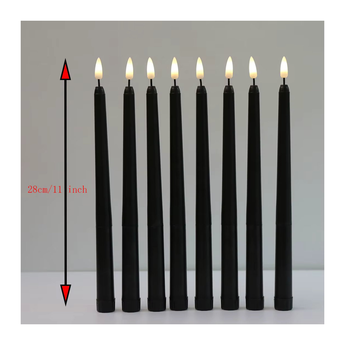 Zabicat Halloween LED Spitzkerzen Schwarz mit Fernbedienung, flammenlose elektrische Stabkerzen aus Kunststoff, Höhe: 28 cm - Bild 3