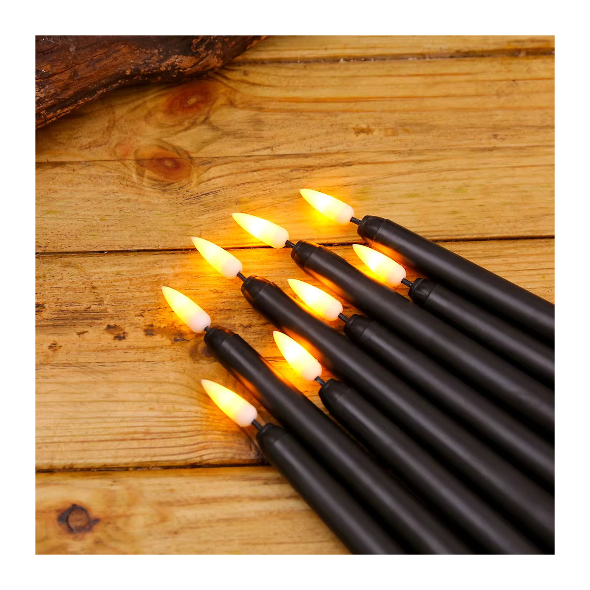 Zabicat Halloween LED Spitzkerzen Schwarz mit Fernbedienung, flammenlose elektrische Stabkerzen aus Kunststoff, Höhe: 28 cm - Bild 4