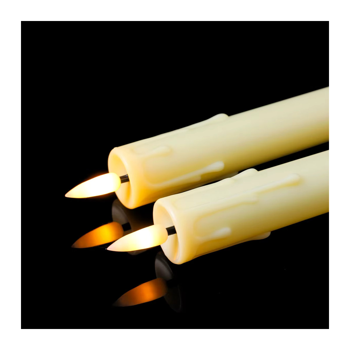 Zabicat LED Stabkerzen mit Fernbedienung, flammenlose dekorative Kerzen in Weiß, USB-aufladbar, Höhe: 25,4 cm - Bild 3
