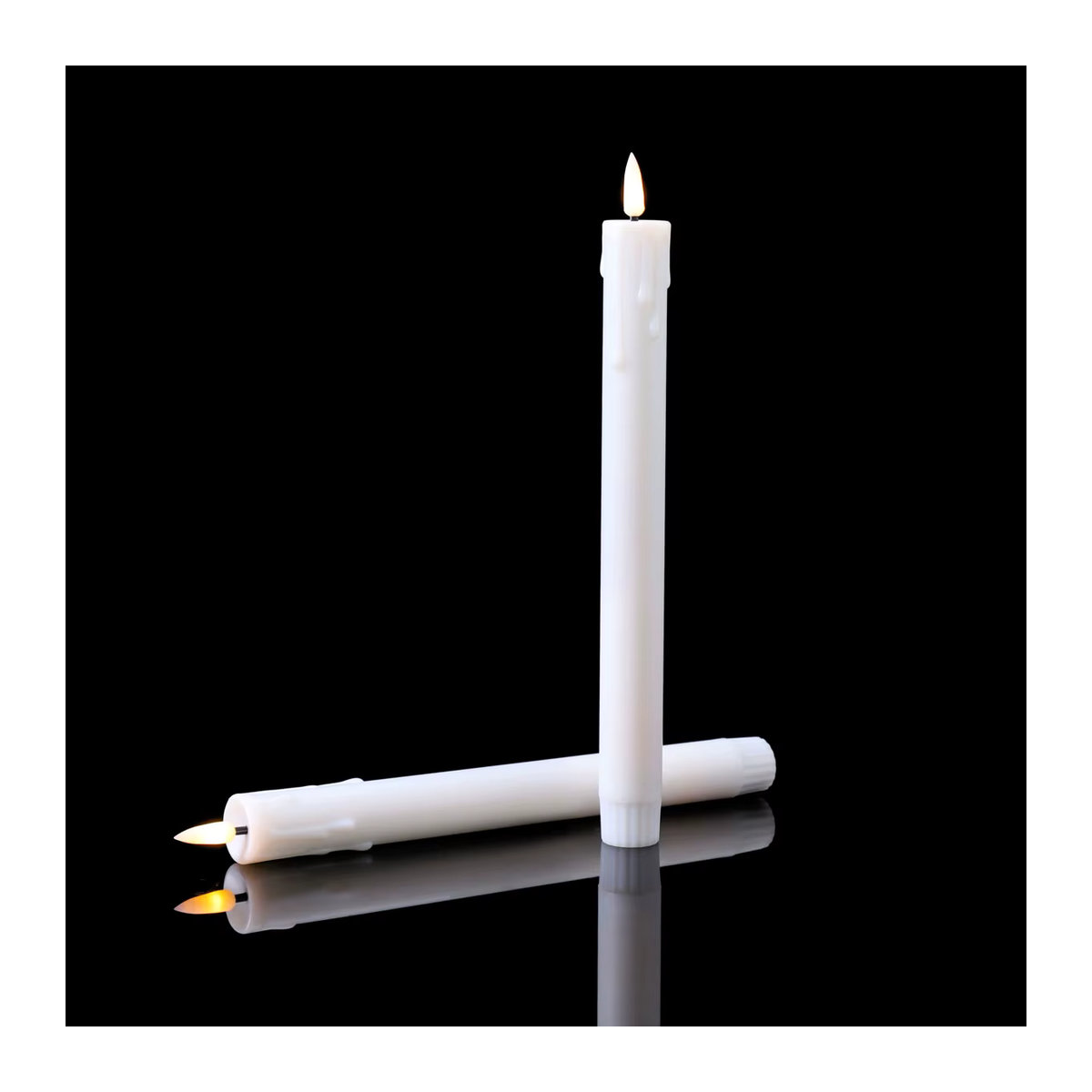 Zabicat LED Stabkerzen mit Fernbedienung, flammenlose dekorative Kerzen in Weiß, USB-aufladbar, Höhe: 25,4 cm - Bild 4