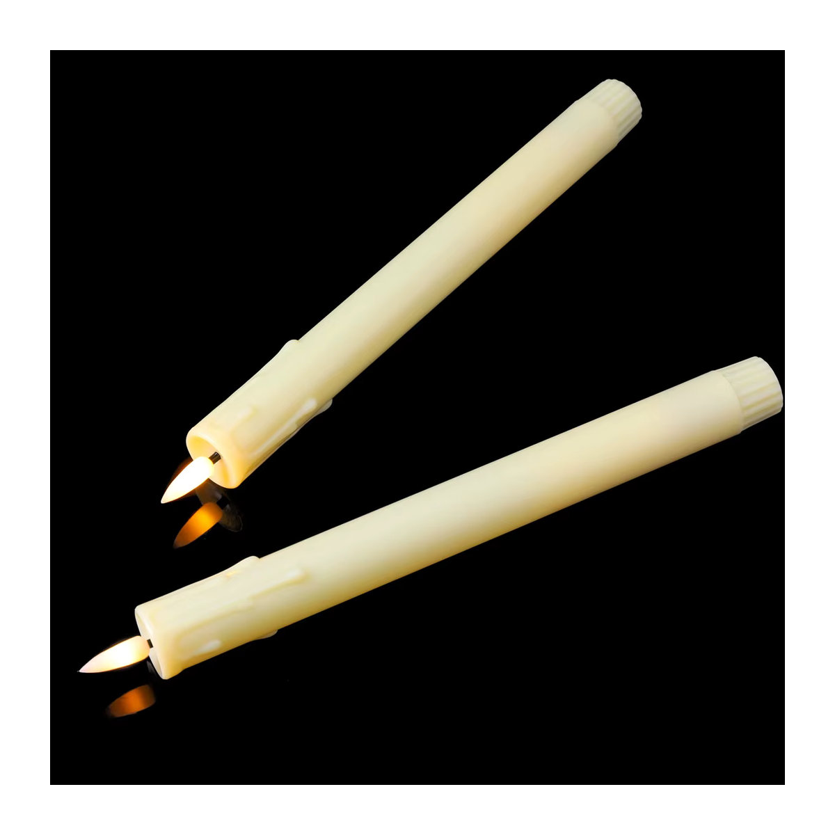 Zabicat LED Stabkerzen mit Fernbedienung, flammenlose dekorative Kerzen in Weiß, USB-aufladbar, Höhe: 25,4 cm - Bild 5