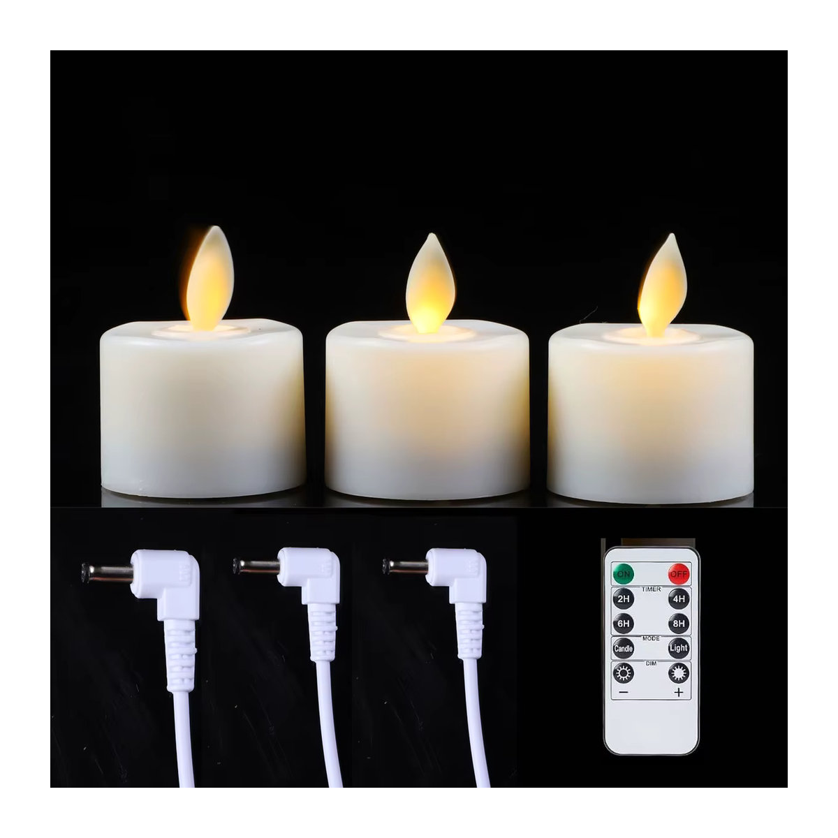Zabicat Wiederaufladbare Elektrische Teelichter mit beweglichem Docht und Fernbedienung, Weiß, mit Timer und USB-Ladefunktion - Bild 6