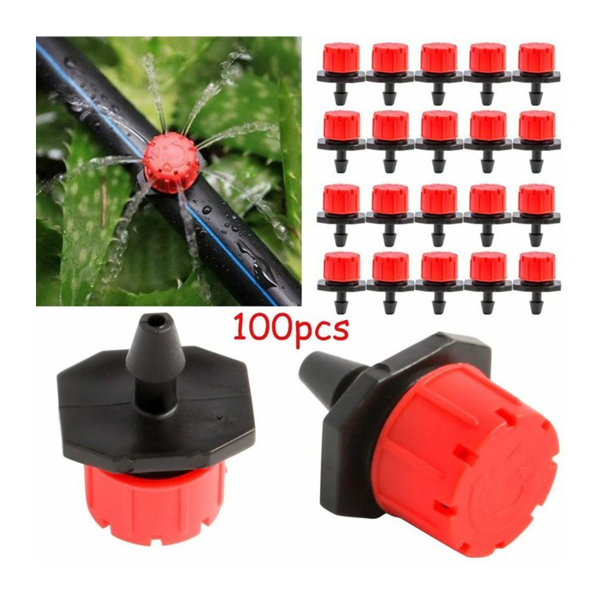 ZANJIU 100-teiliges einstellbares Mikrotropfbewässerungs-Set mit Emitter-Tropfern für dein Bewässerungssystem - Bild 1