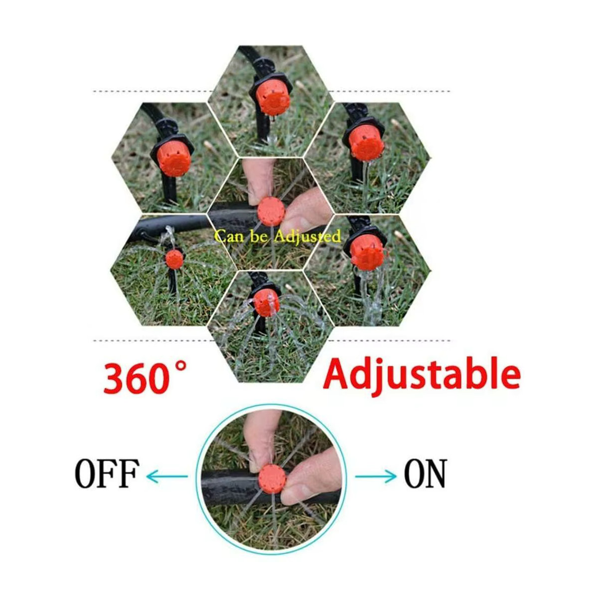 ZANJIU 100-teiliges einstellbares Mikrotropfbewässerungs-Set mit Emitter-Tropfern für dein Bewässerungssystem - Bild 6