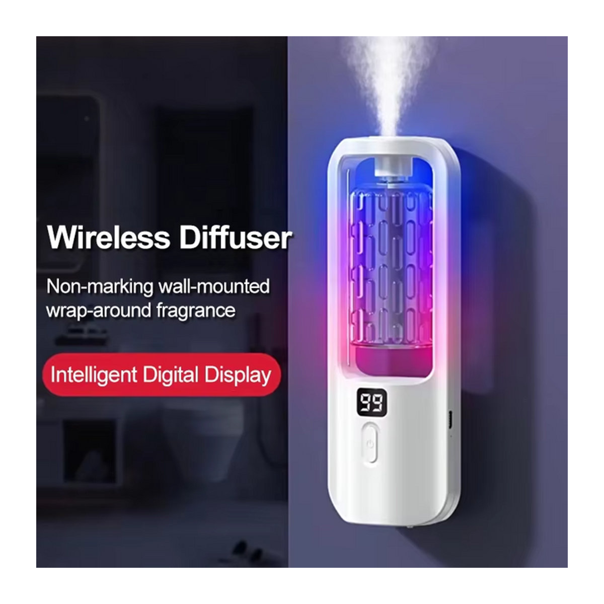 ZAOXI Aroma Diffusor und Luftbefeuchter in Weiß, Wandmontierter elektrischer Diffuser für Aromatherapie mit ätherischen Ölen, Geometrisches Design für Schlafzimmer und Badezimmer - Bild 1
