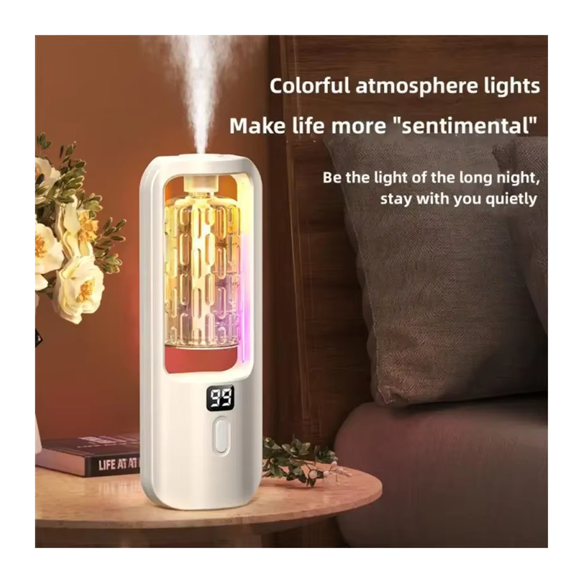ZAOXI Aroma Diffusor und Luftbefeuchter in Weiß, Wandmontierter elektrischer Diffuser für Aromatherapie mit ätherischen Ölen, Geometrisches Design für Schlafzimmer und Badezimmer - Bild 2