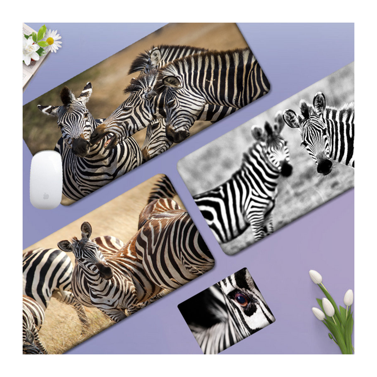 Zebra Extra Large Gaming Mouse Pad mit Animal Print in Mehrfarbig - Bild 1