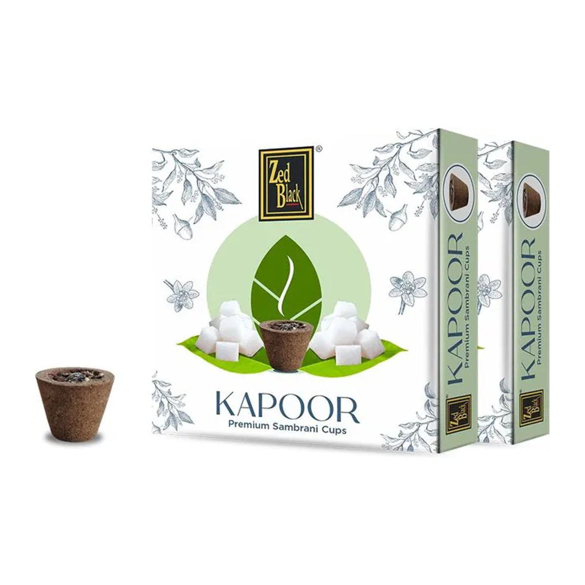 Zed Black Kampfer Sambrani Dhoop Tassen 2er Pack, Braune Kräuter-Räucherkegel für Meditation, Puja und Aromatherapie - Bild 1
