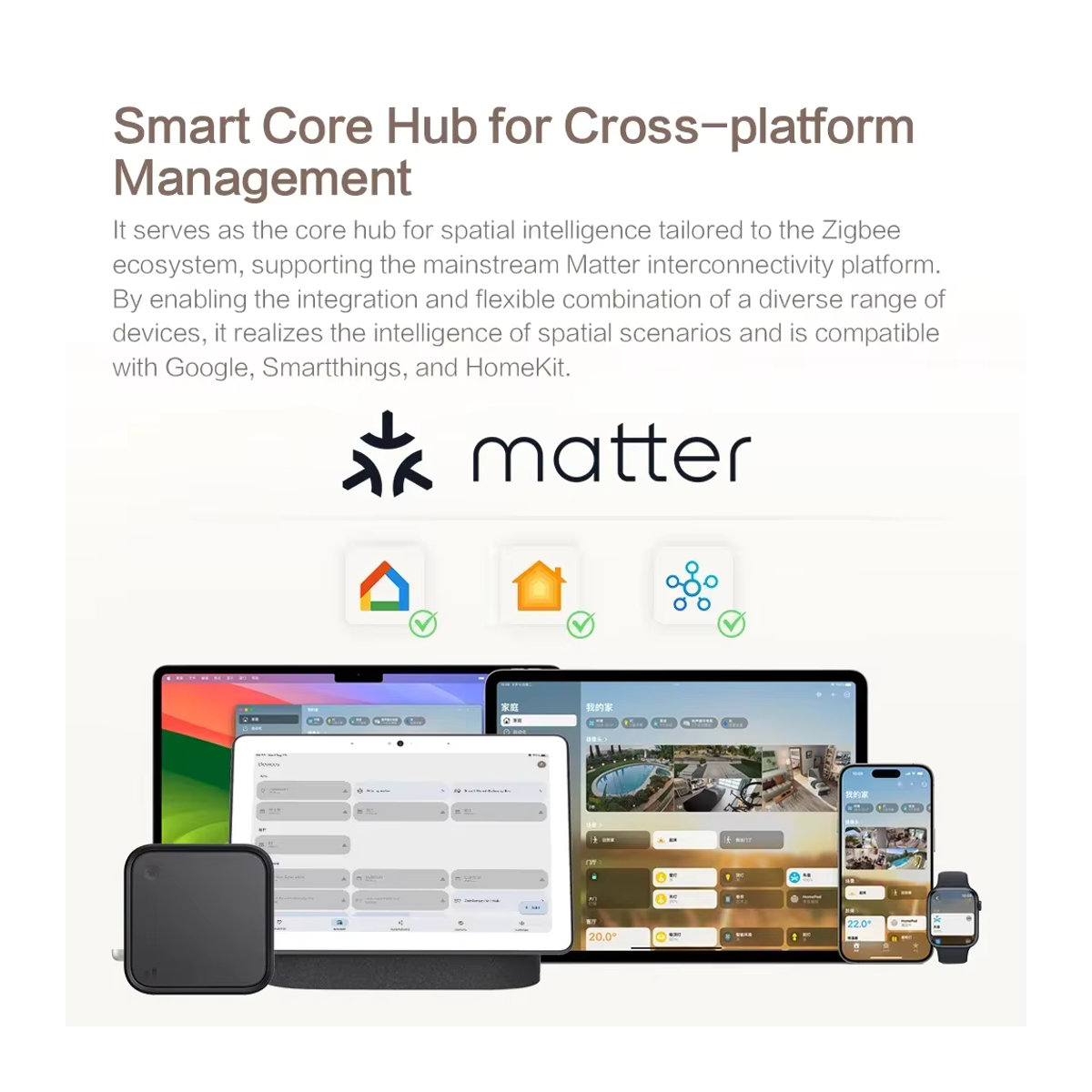 Zemismart Matter Zigbee Hub M6 Home Bridge Gateway mit externer Antenne in Weiß - Bild 2