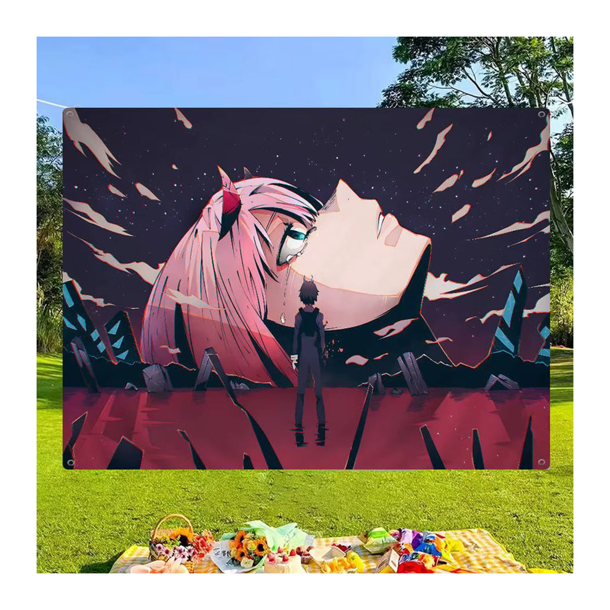 Zero Two Darling In The FranXX Wandbehang mit Textil-Banner in Mehrfarbig - Bild 2