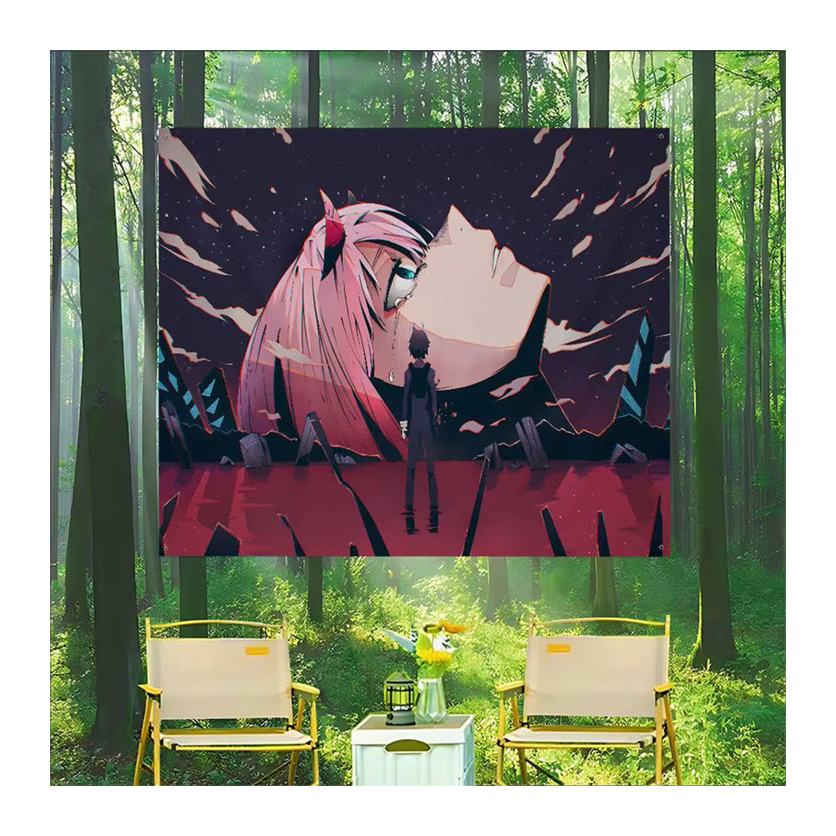 Zero Two Darling In The FranXX Wandbehang mit Textil-Banner in Mehrfarbig - Bild 3