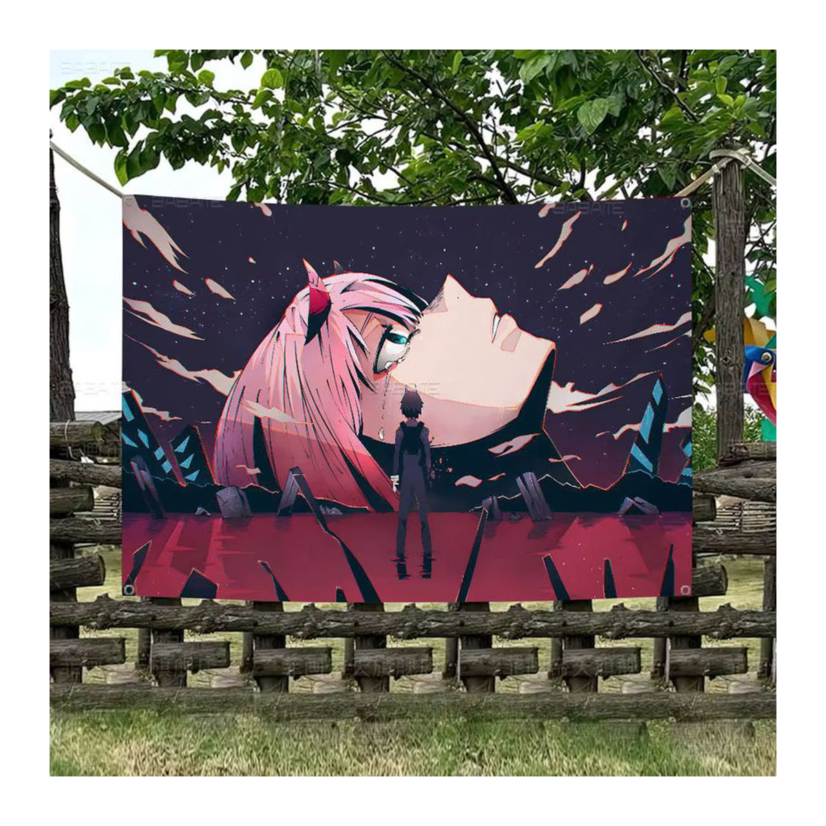 Zero Two Darling In The FranXX Wandbehang mit Textil-Banner in Mehrfarbig - Bild 5