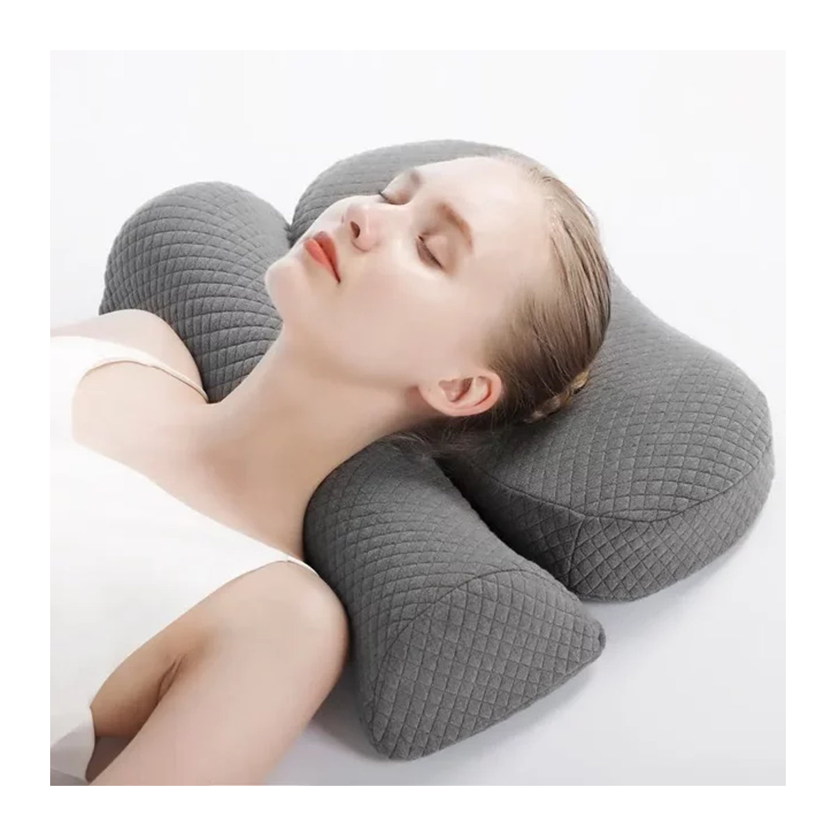 Zervix Ergonomisches Nackenstützkissen aus Memory Foam in Grau für Seitenschläfer - Bild 1