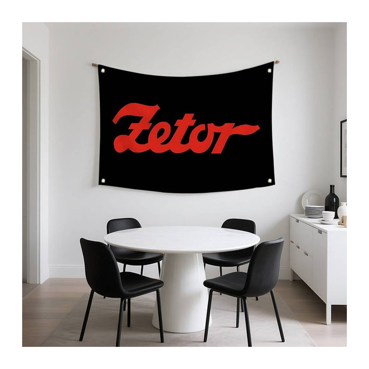 Zetors Traktor-Flagge als hängende Textil-Dekoration in Schwarz für dein Zuhause oder Outdoor - Bild 1