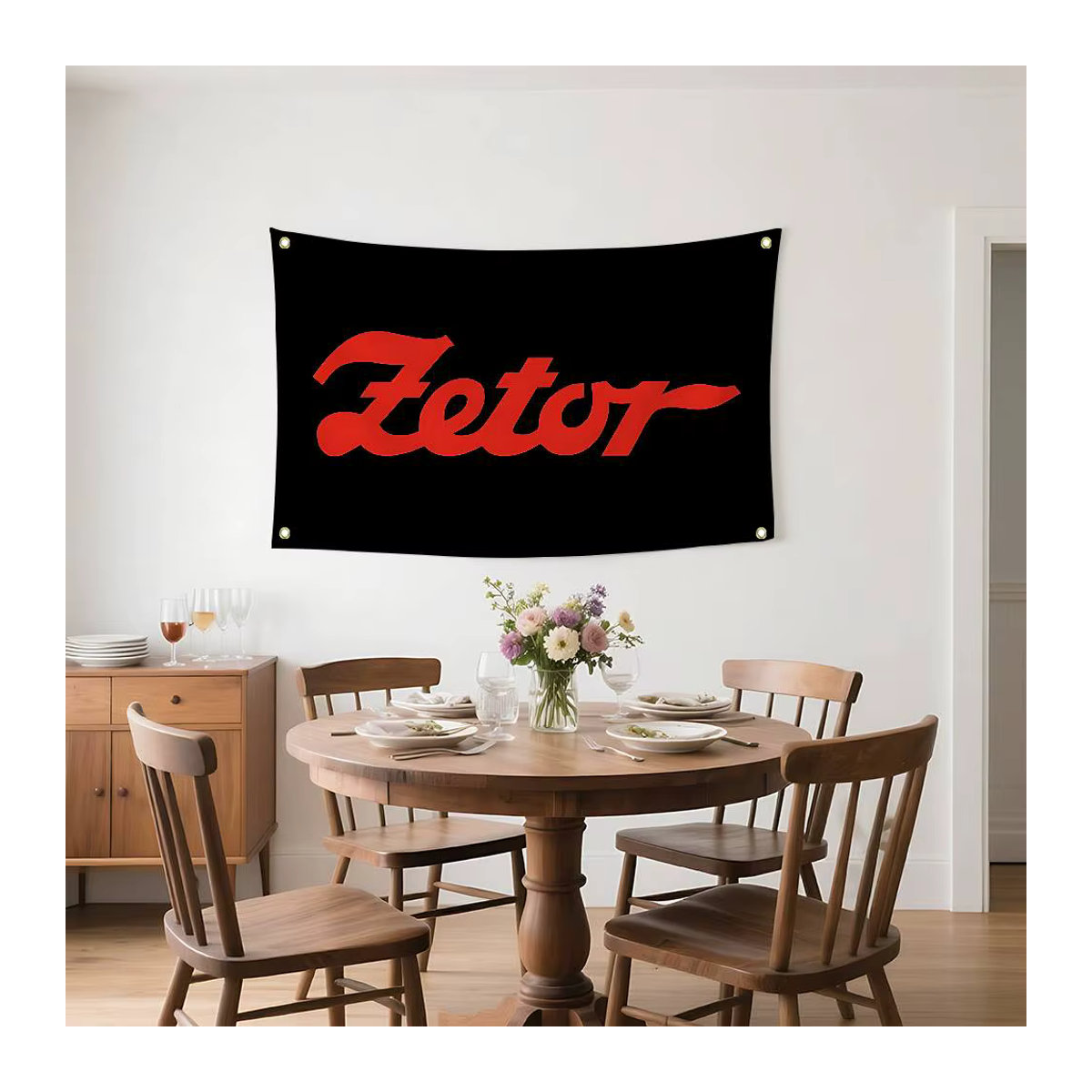 Zetors Traktor-Flagge als hängende Textil-Dekoration in Schwarz für dein Zuhause oder Outdoor - Bild 2