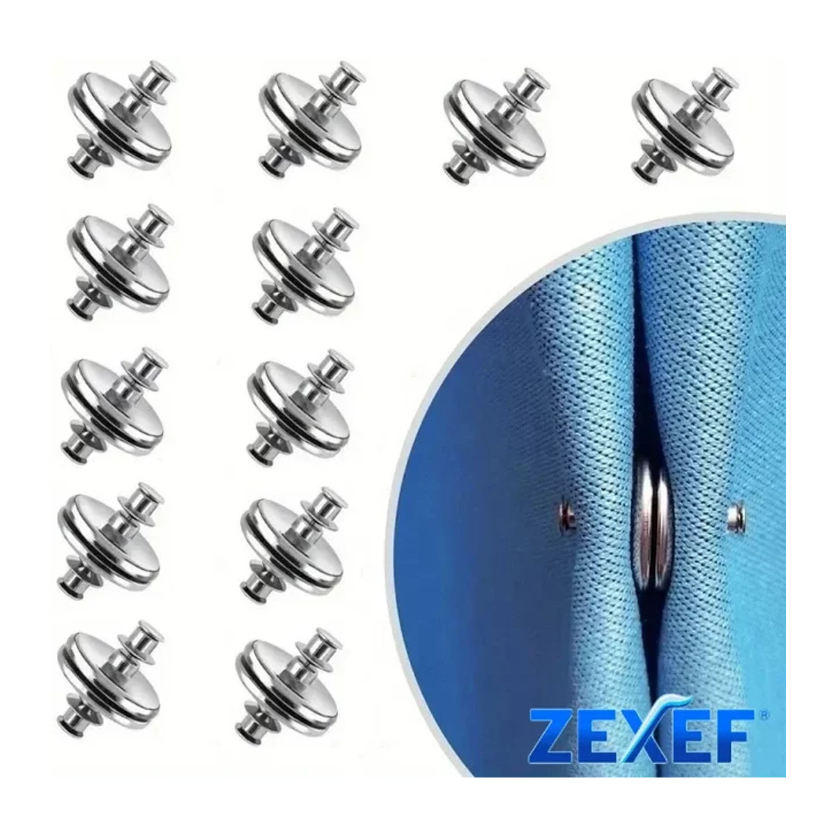 ZEXEF Magnetische Vorhang-Magnetbinder mit Rückennägeln in Silber für Schlafzimmer und Büro - Bild 1