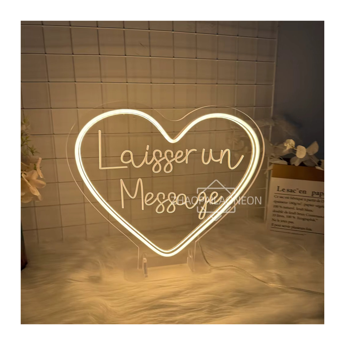 ZHAOPAILAO LED Neon Tischlampe in Weiß mit der Aufschrift Lassen Sie eine Nachricht für Kaffee Bar und Schlafzimmer Dekoration - Bild 2