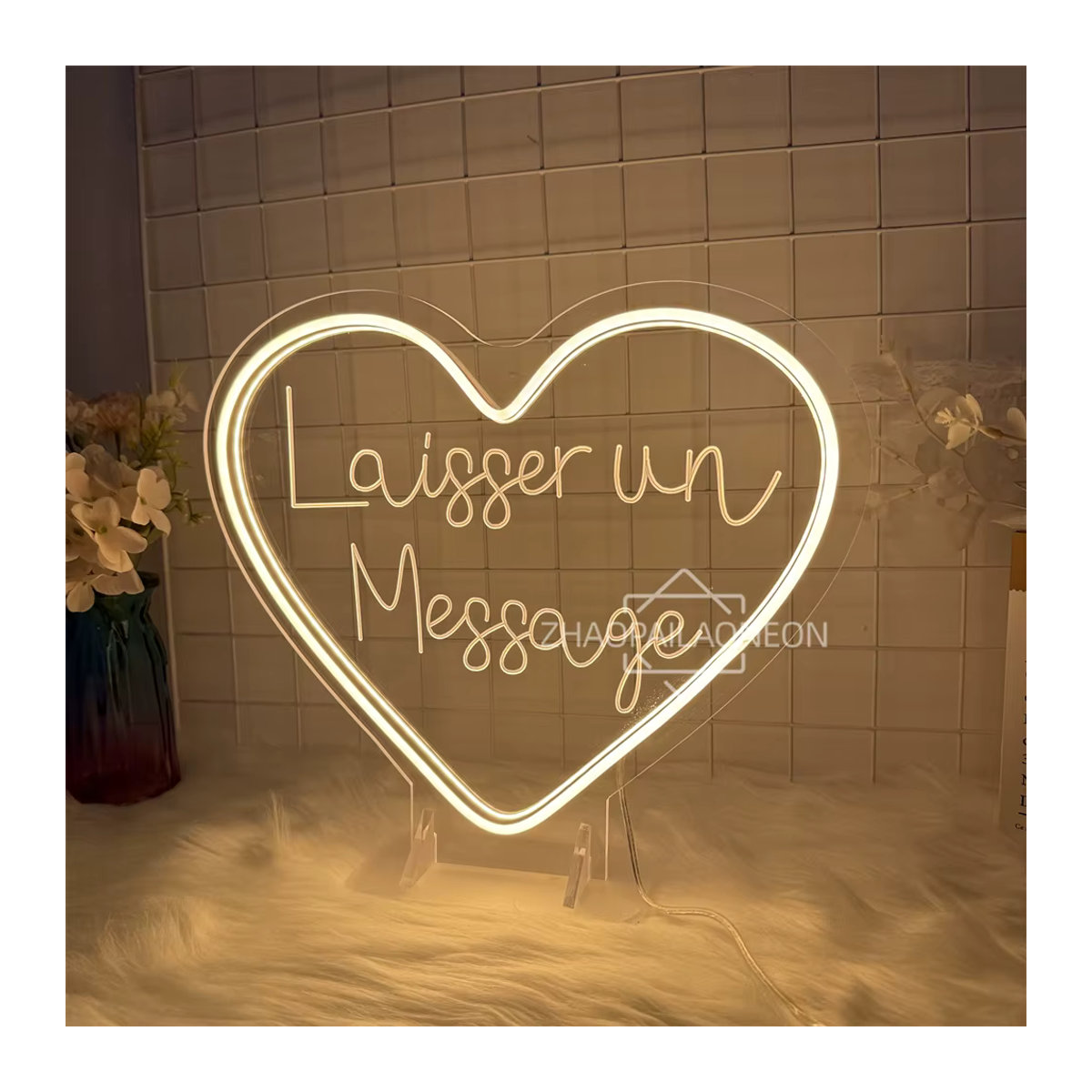 ZHAOPAILAO LED Neon Tischlampe in Weiß mit der Aufschrift Lassen Sie eine Nachricht für Kaffee Bar und Schlafzimmer Dekoration - Bild 3