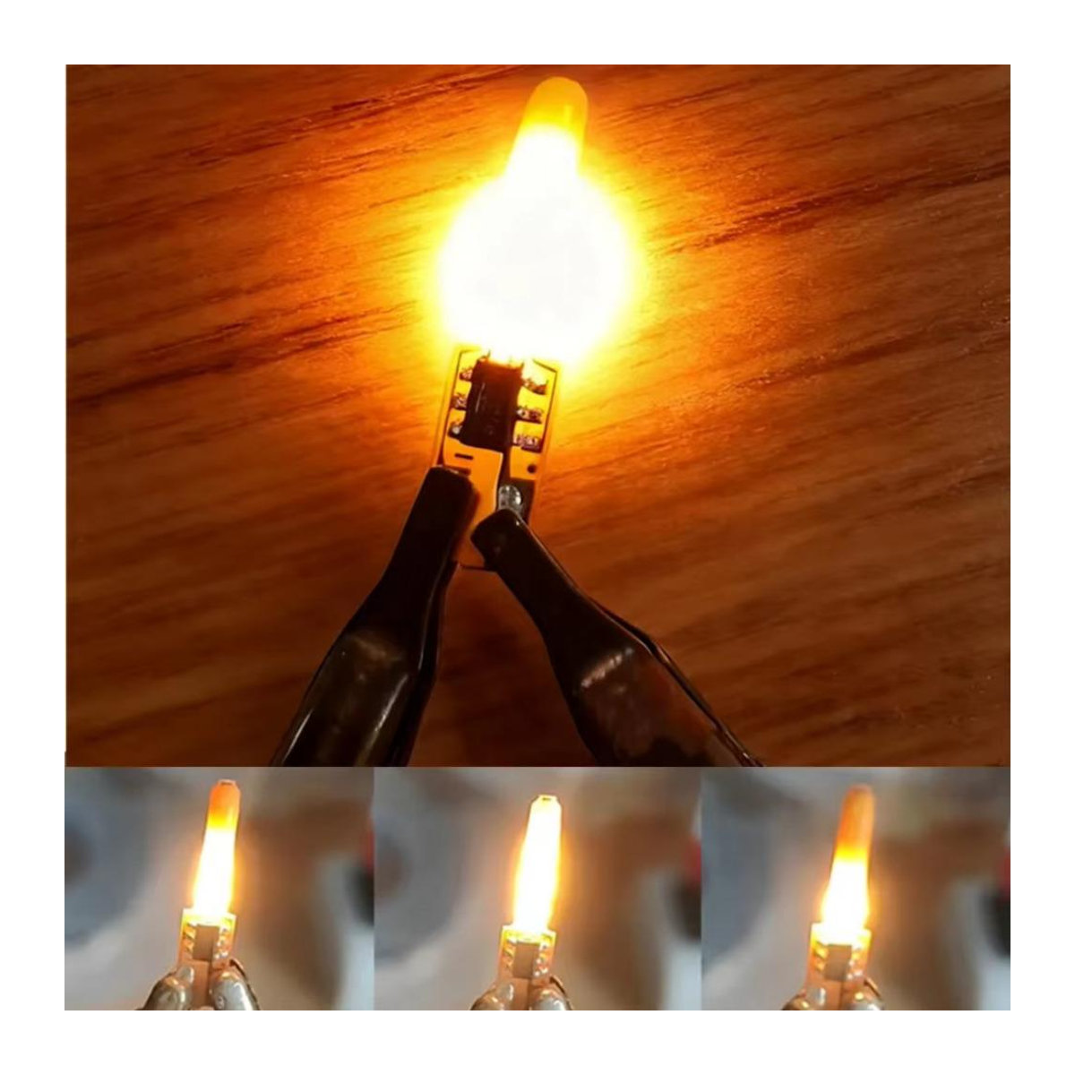 Zhen Qin Global 10er Set LED Flammenkerzen mit flackerndem Licht, Warmweiß, 1800K, 3V Filament COB Diode für DIY Dekoration - Bild 3