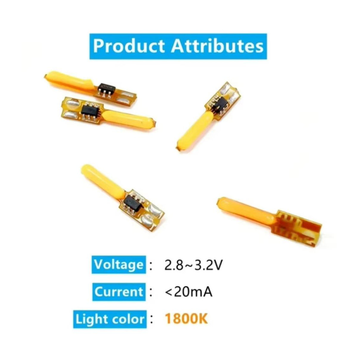 Zhen Qin Global 10er Set LED Flammenkerzen mit flackerndem Licht, Warmweiß, 1800K, 3V Filament COB Diode für DIY Dekoration - Bild 4