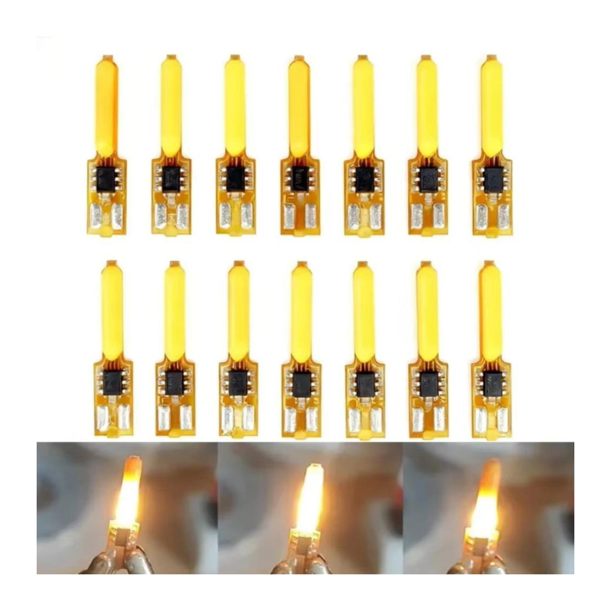Zhen Qin Global 10er Set LED Flammenkerzen mit flackerndem Licht, Warmweiß, 1800K, 3V Filament COB Diode für DIY Dekoration - Bild 5