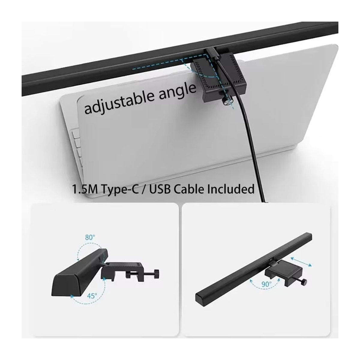ZHIYU 2er-Set LED Monitor Lichtleiste zur Augenpflege in Schwarz, USB-betrieben mit stufenlosem Dimmen, Breite: 33 cm - Bild 5