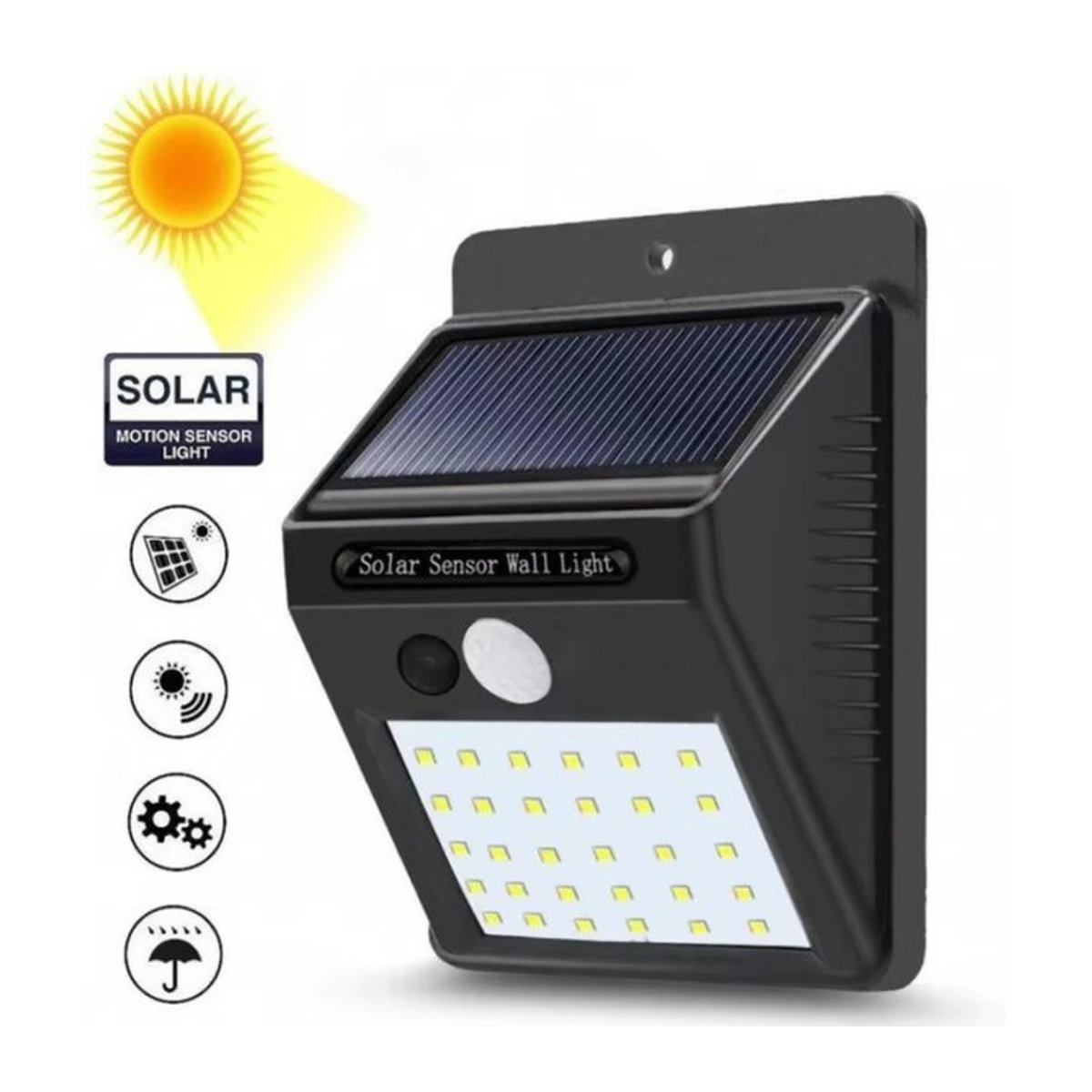 ZHIYU LED Solar-Wandleuchte in Schwarz mit Bewegungssensor und 3 Modi für Garten und Veranda - Bild 1