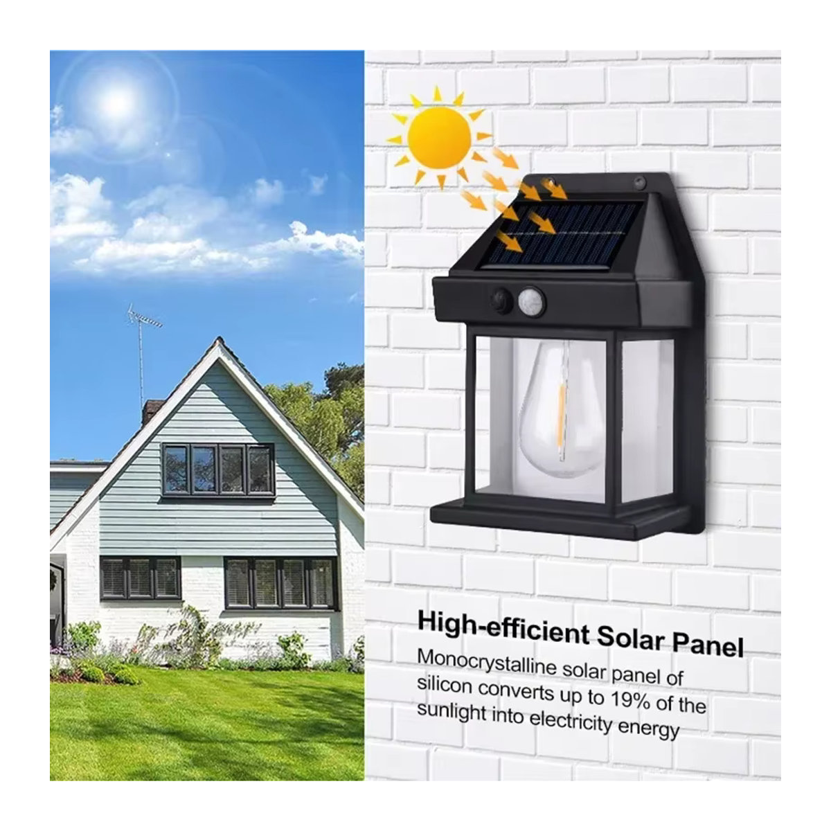 ZHIYU LED Solar Wandleuchte mit Bewegungssensor in Schwarz für Garten und Hof - Bild 2