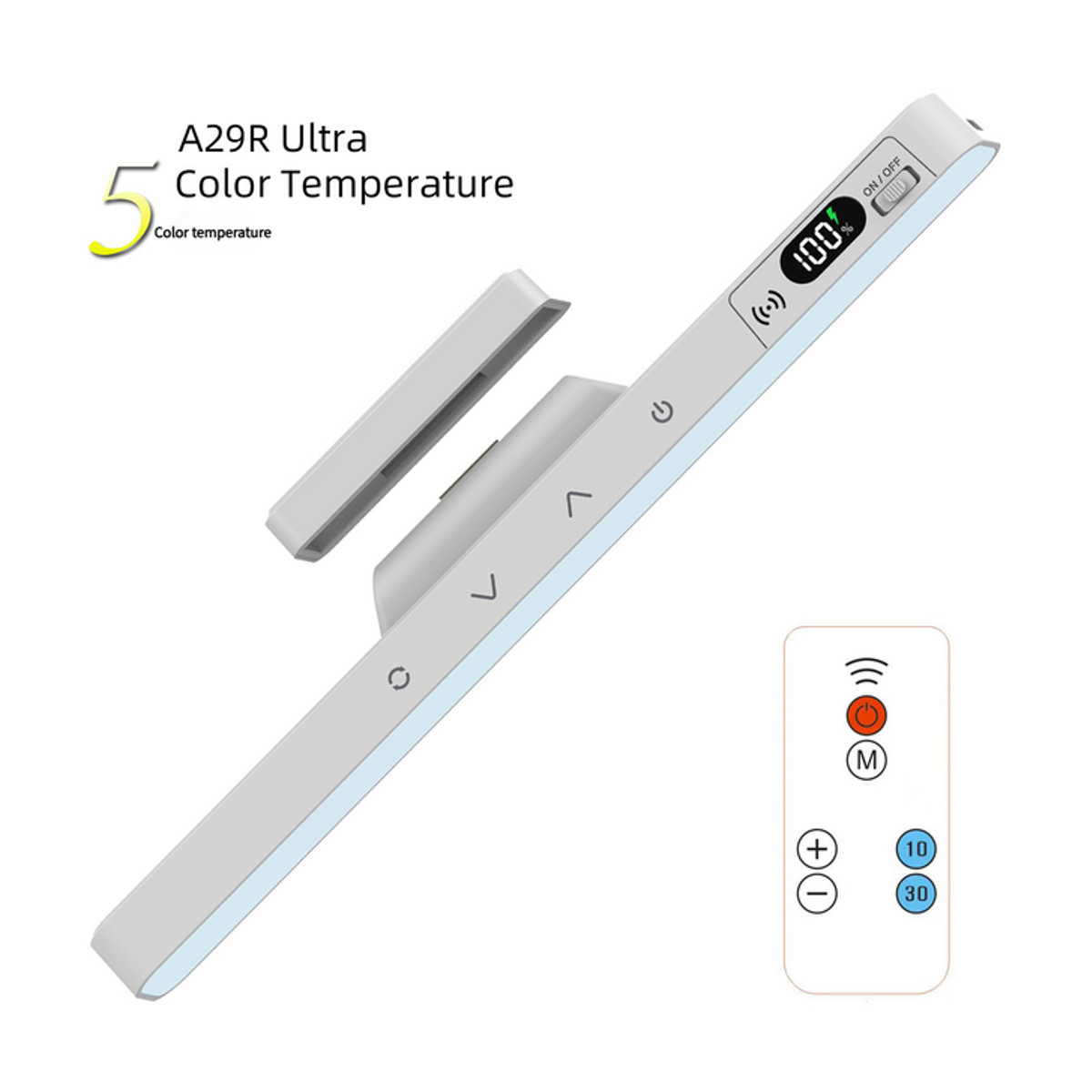 ZHIYU LED Touch-Tischlampe in Weiß mit magnetischer Befestigung und wiederaufladbarem Akku für Schreibtisch, Schrank oder Nachttisch - Bild 1