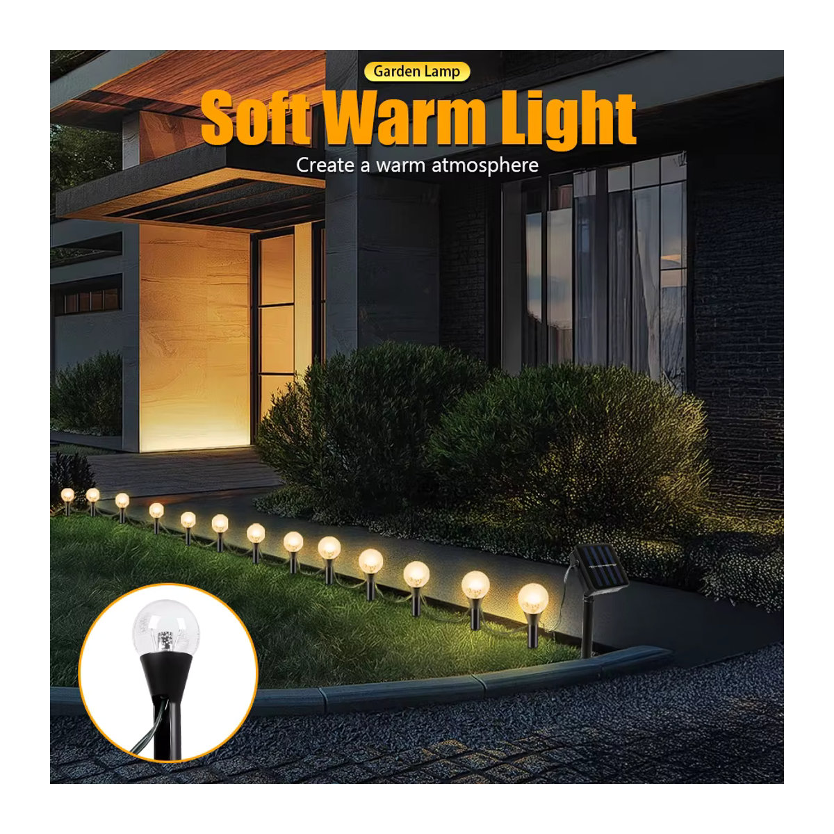 ZHIYU Solar-LED-Lichterkette mit 20 LEDs für den Außenbereich in Schwarz - Bild 2