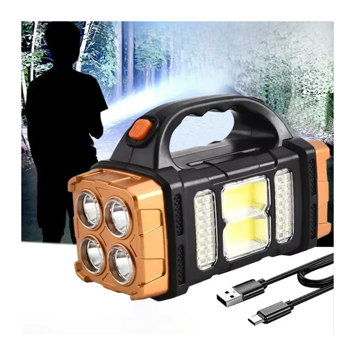 ZHIYU Tragbare Solar-LED-Taschenlampe mit COB-Arbeitslicht und USB-Aufladung für Camping und Outdoor - Bild 6