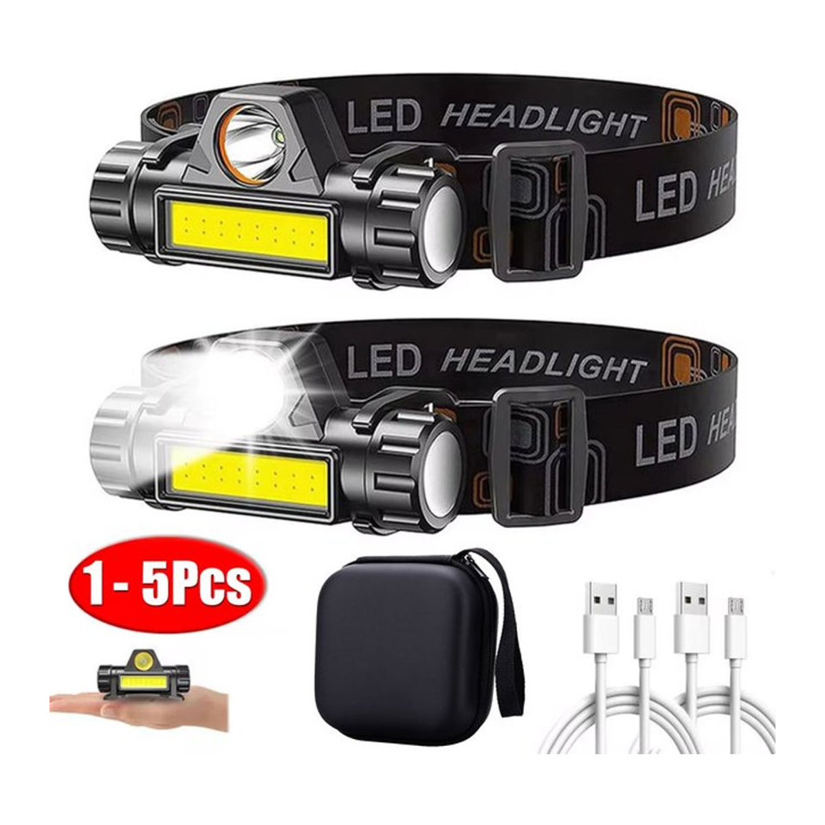 ZHIYU Wiederaufladbarer COB LED Scheinwerfer mit starkem Magnet und wasserdichter Stirnlampe für Outdoor und Angeln - Bild 1