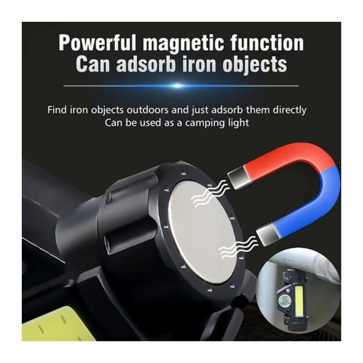 ZHIYU Wiederaufladbarer COB LED Scheinwerfer mit starkem Magnet und wasserdichter Stirnlampe für Outdoor und Angeln - Bild 4