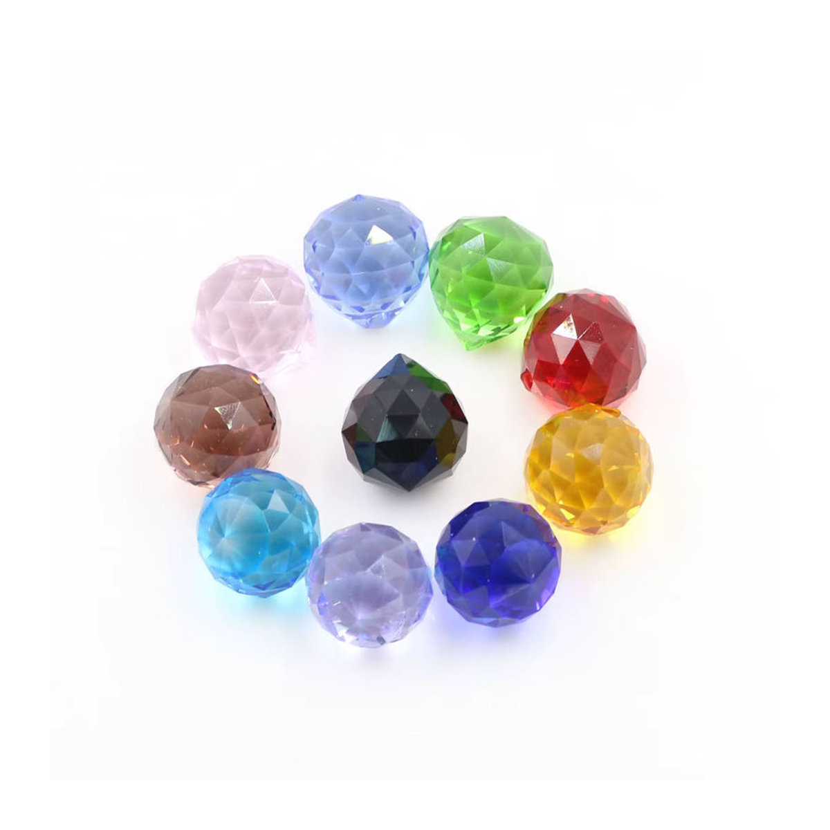 ZHUBI Kristall Glas Kugel Prisma Mehrfarbig Grün 20 mm für Kronleuchter und DIY Dekoration - Bild 2